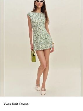 Reformation Yves Mini Dress — Light Green Floral
